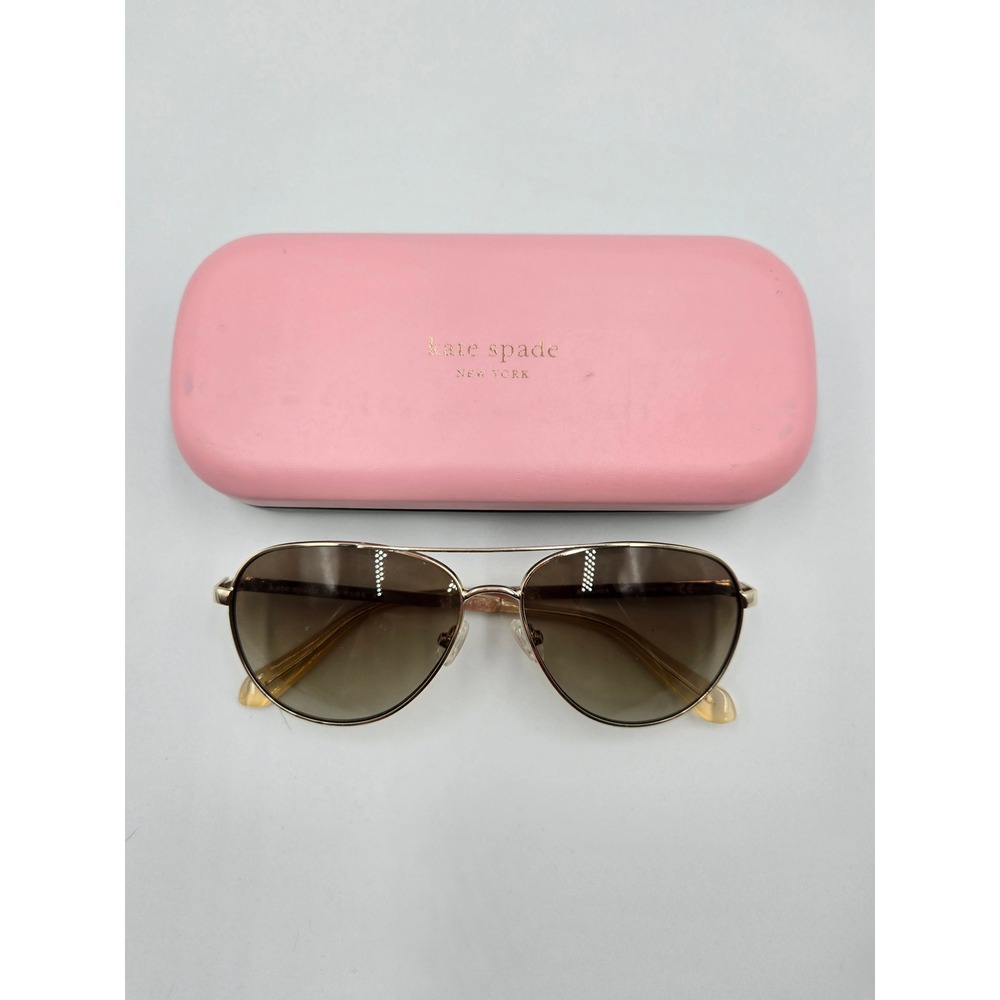 Kate Spade Emmaline Aviator Sunglasses Gold Frame Brown Gradient Lens Designer